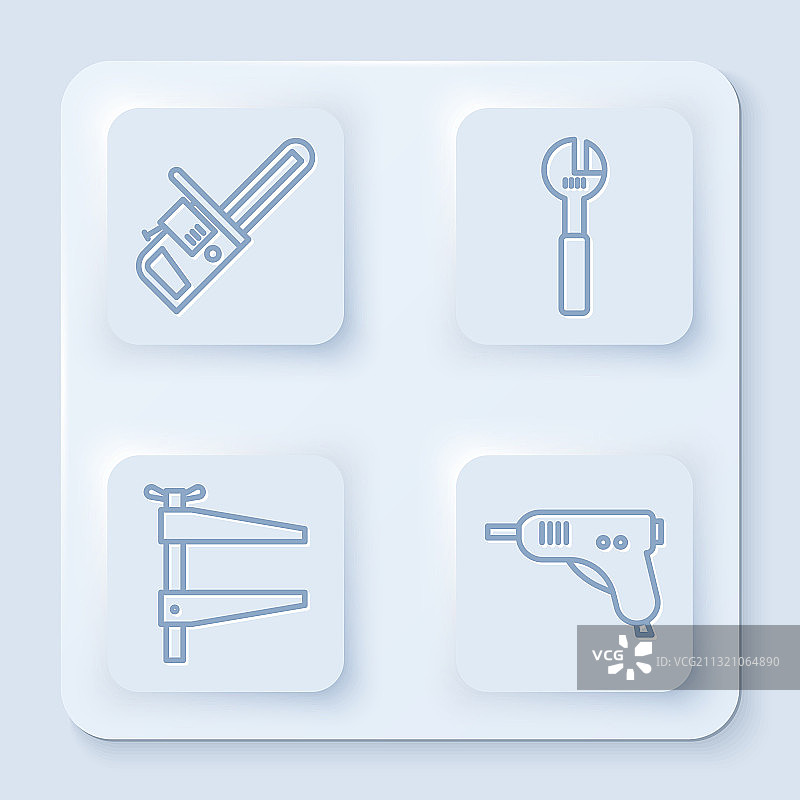 油锯活动扳手和夹具工具套装图片素材