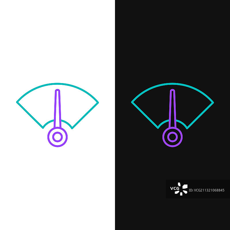 黑白背景上的速度计线条图标图片素材