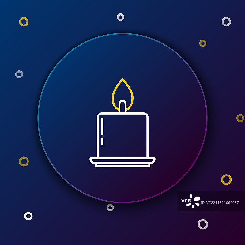烛台上燃烧的蜡烛线条图标图片素材