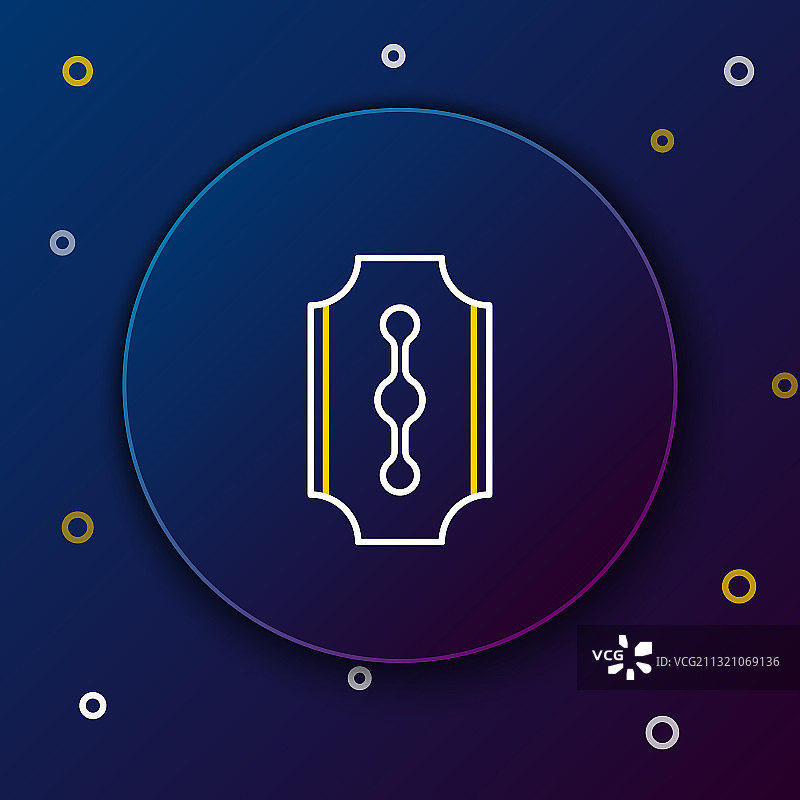 蓝色背景上的剃须刀片线性图标图片素材