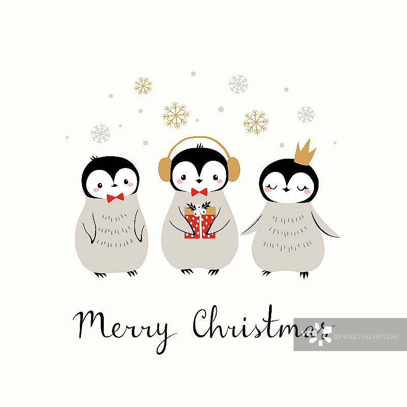 圣诞可爱企鹅贺卡图片素材