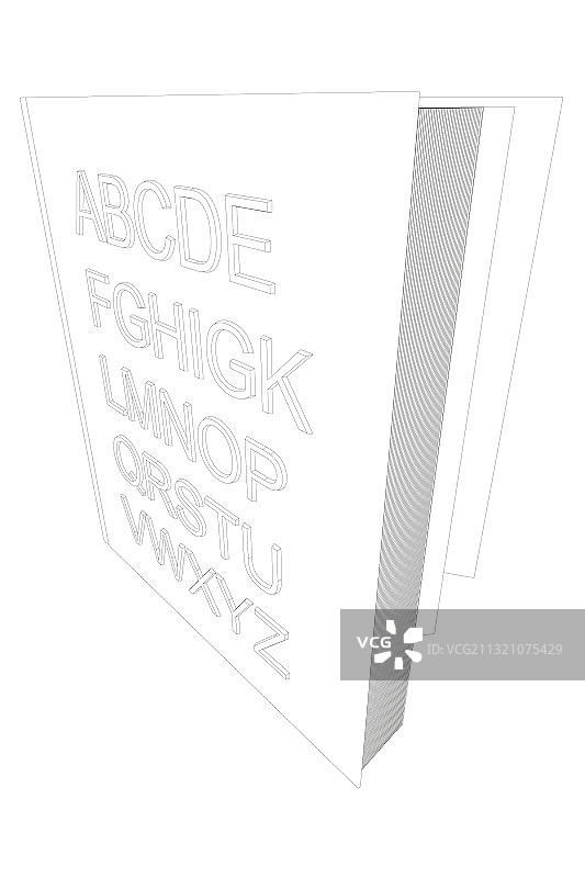 黑色线条英文轮廓字母表图片素材