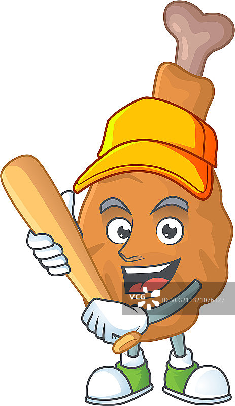 手持棒球棍的炸鸡卡通设计图片素材