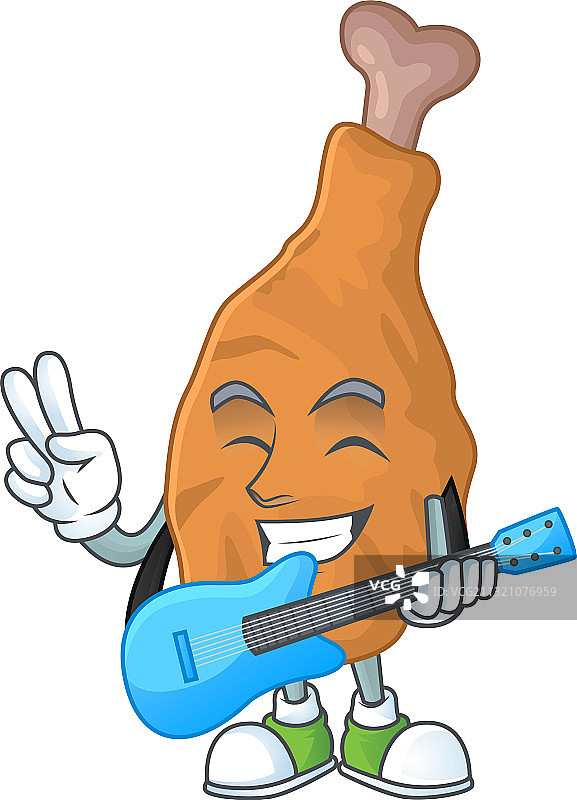 快乐表情炸鸡用吉他演奏音乐图片素材