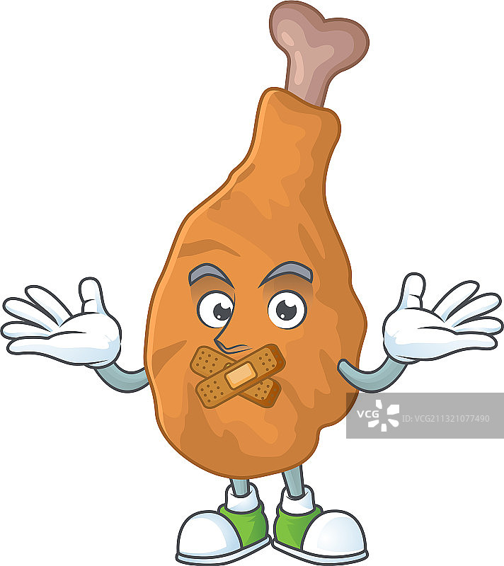 安静手势炸鸡吉祥物图片素材