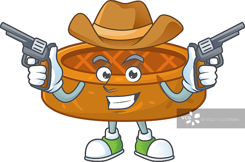 卡通牛仔花生饼干拿着枪图片素材