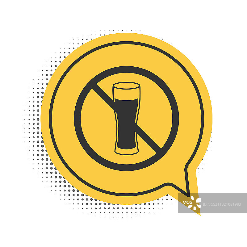 白色背景上的黑色禁止酒精图标图片素材