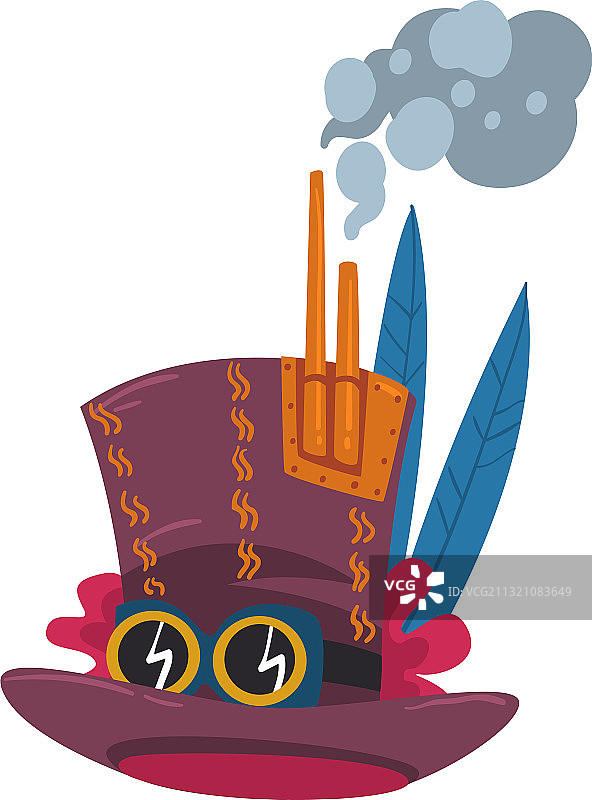 带护目镜的蒸汽朋克礼帽古董机械图片素材