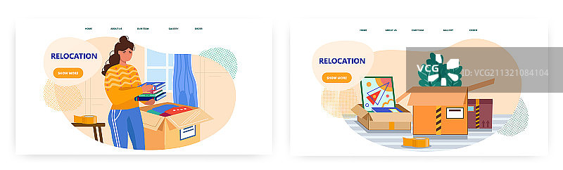 女人准备搬家并打包书籍图片素材