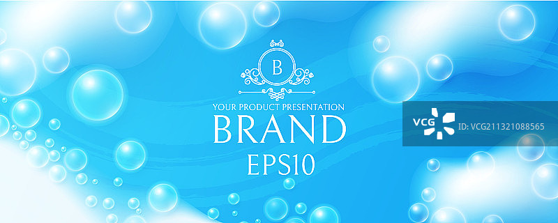 蓝色背景上的白色透明肥皂泡沫图片素材