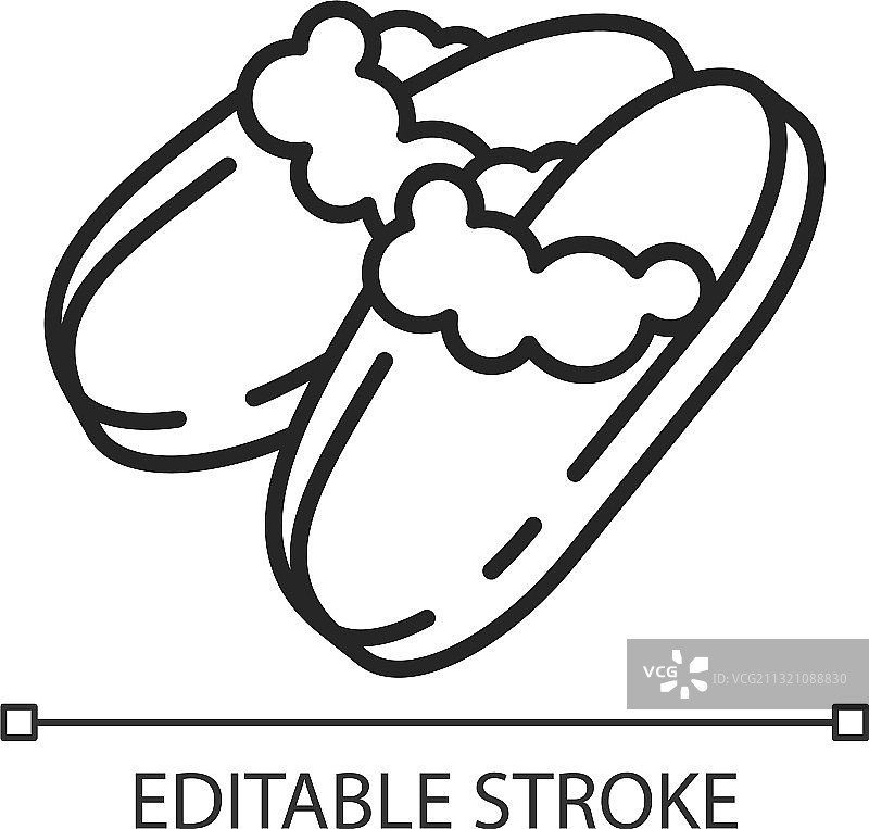 羊皮剪绒拖鞋线性图标图片素材