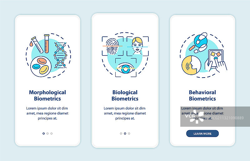 生物识别类型移动应用程序页面图片素材