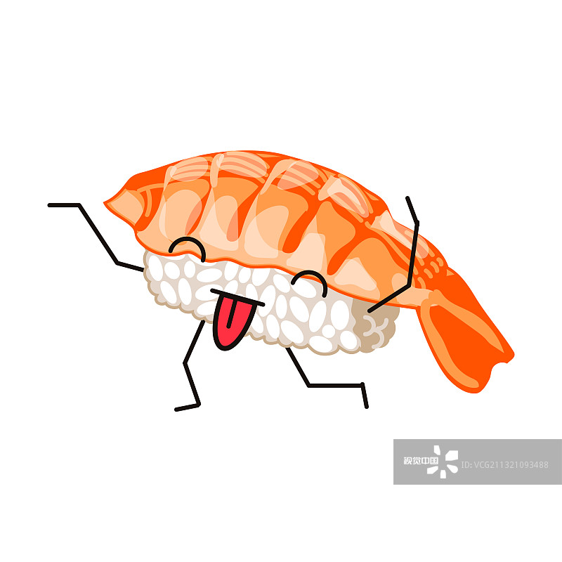 笑脸吐舌虾寿司图片素材
