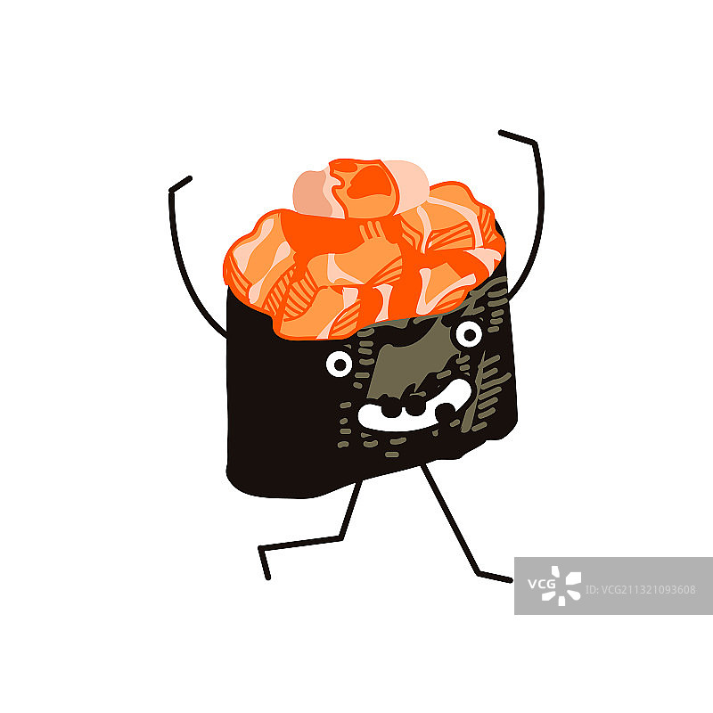 可爱的带笑脸的鱼籽寿司卷图片素材