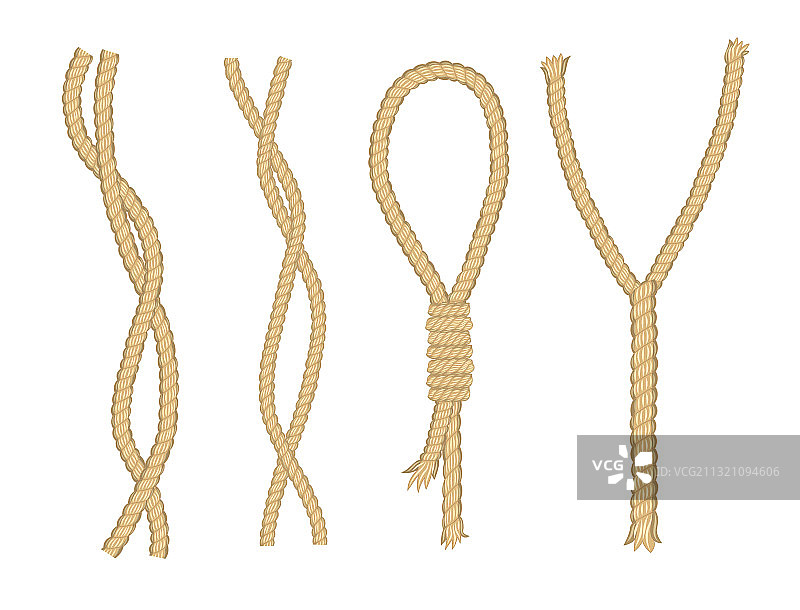 带绳结的航海风弯曲绳索图片素材
