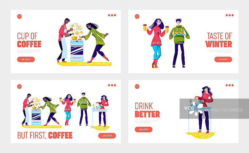人们喝咖啡和热饮模板图片素材