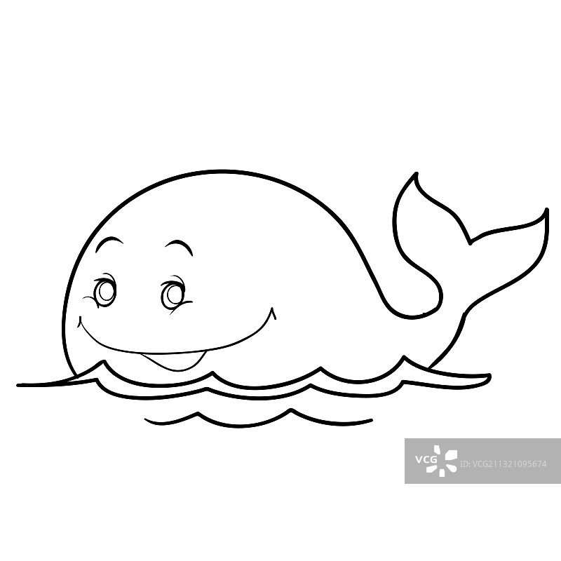 可爱鲸鱼填色书素描（已隔离）图片素材
