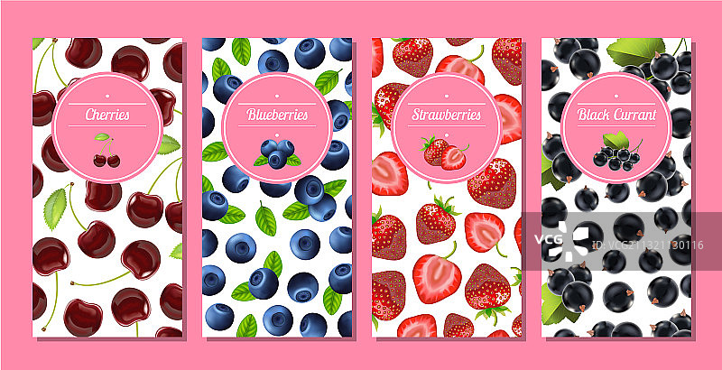 逼真详细的竖版banner卡片套装图片素材