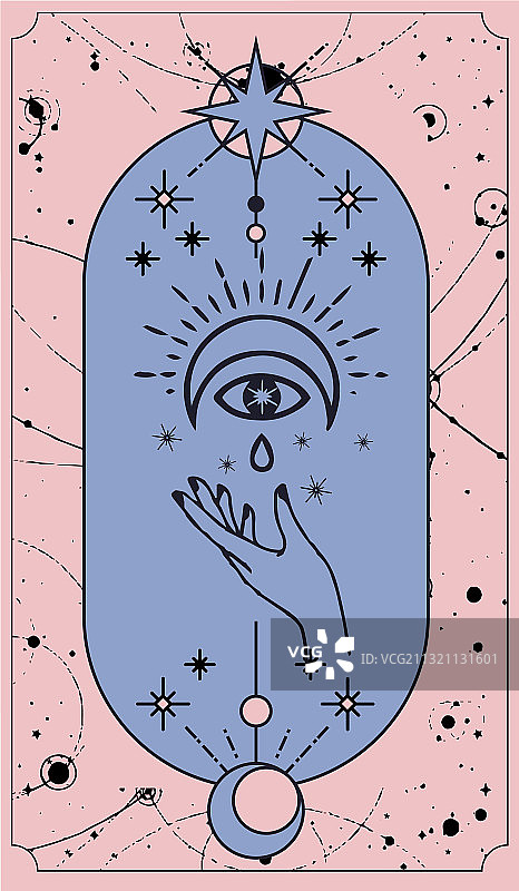 简约扁平风月亮太阳塔罗牌图片素材