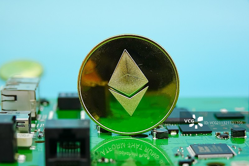 区块链，数字加密货币：以太坊，以太币，Ether， ETH图片素材