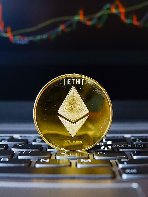 区块链，数字加密货币：以太坊，以太币，Ether， ETH图片素材