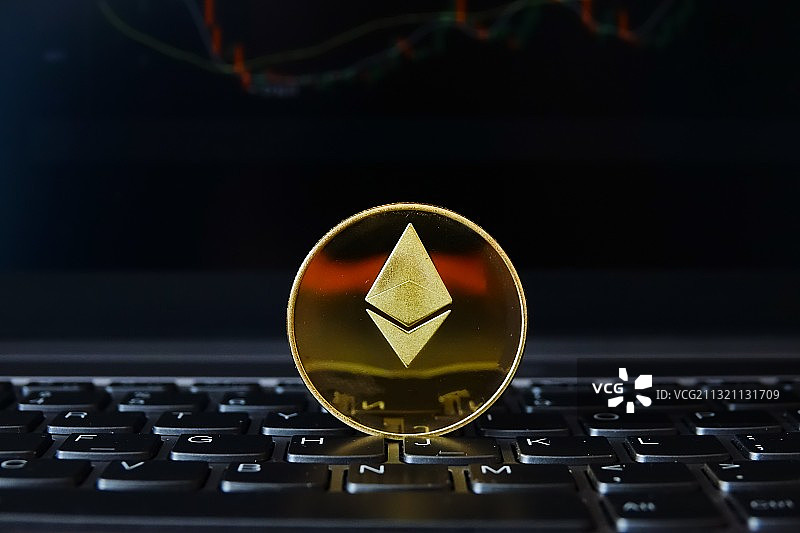 区块链，数字加密货币：以太坊，以太币，Ether， ETH图片素材