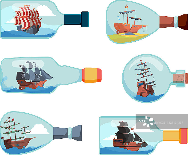 瓶中船装饰海洋纪念品图片素材