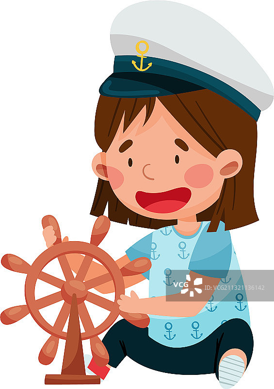 戴水手帽的有趣女孩图片素材