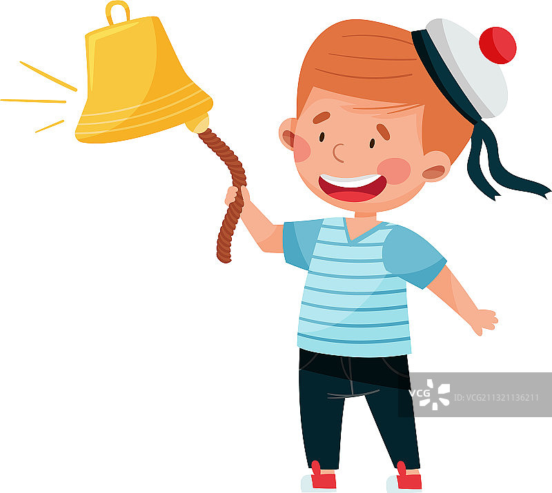 开心的穿水手条纹背心的小男孩图片素材