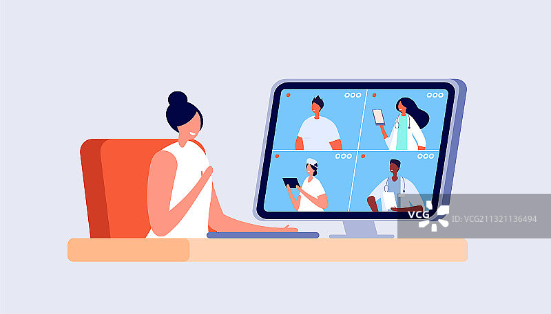 医疗线上会议医生视频咨询图片素材