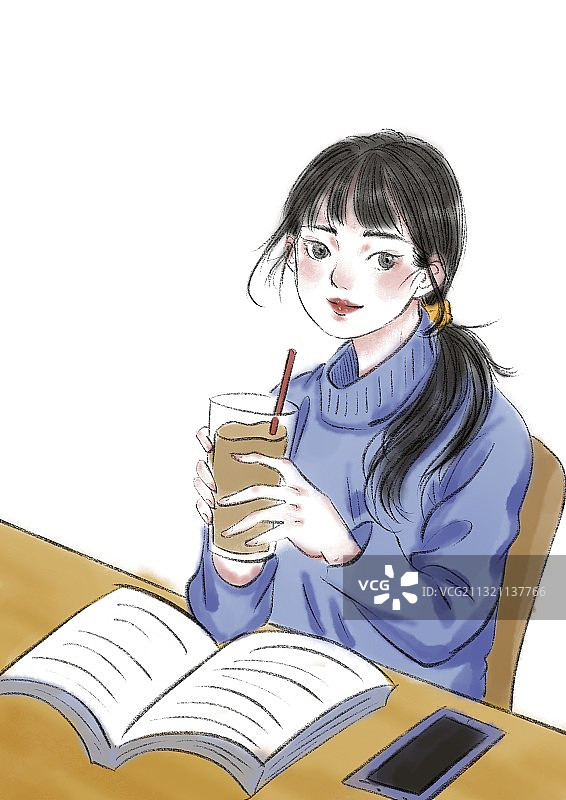 女孩插画图片素材