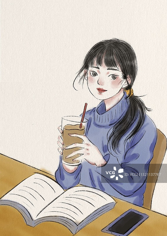 女孩插画图片素材