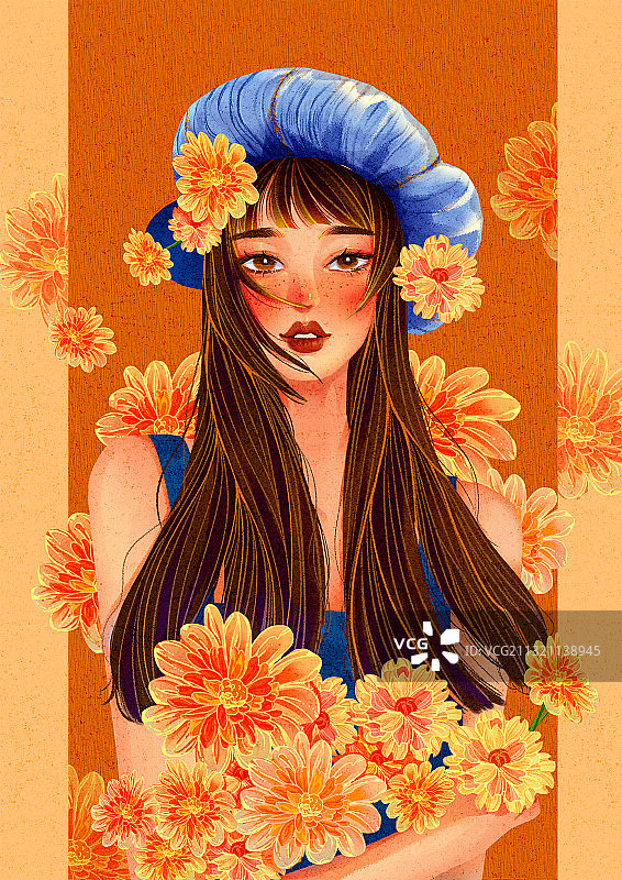 女孩与花图片素材