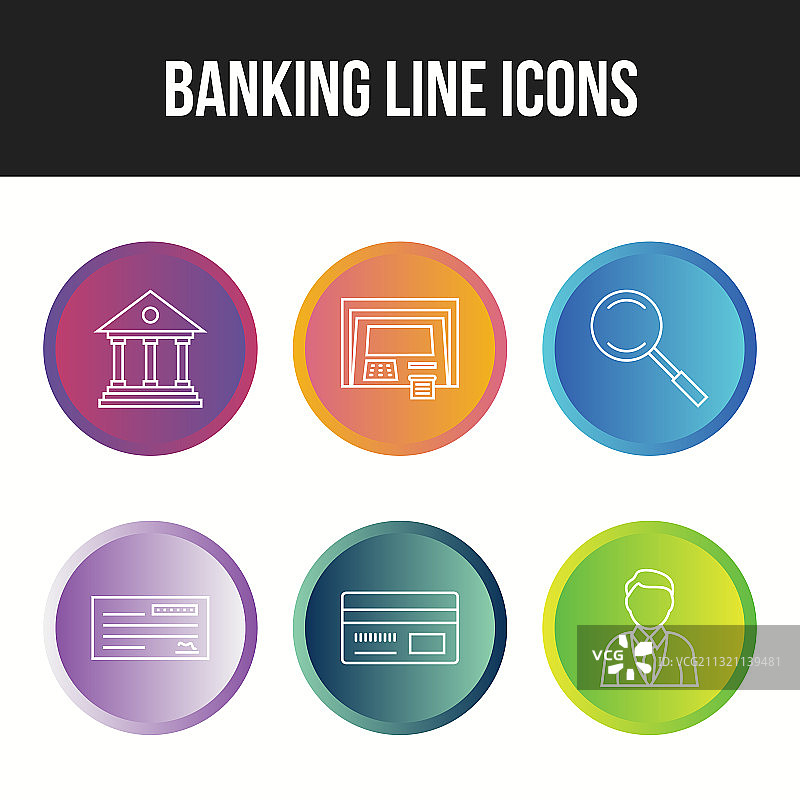 一套6个个人和银行业务图标图片素材