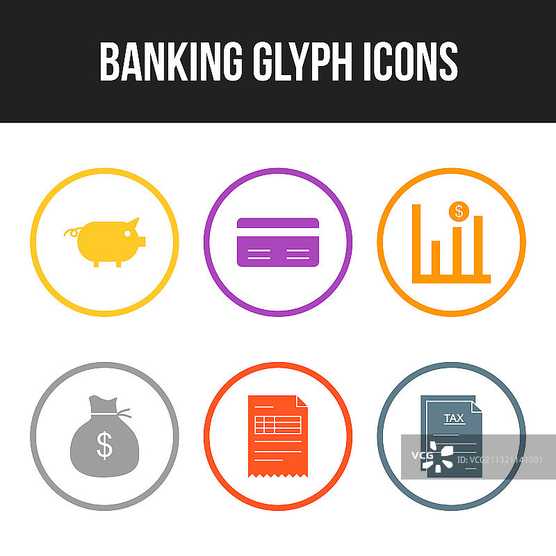 独特的字形矢量图标集：银行图标图片素材
