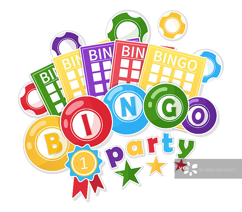 宾果游戏概念图（含数字球标签和卡片）图片素材