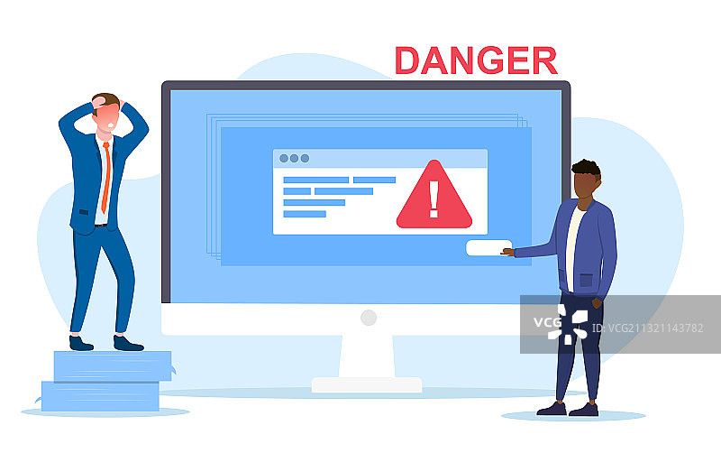 计算机屏幕上的危险警告图片素材