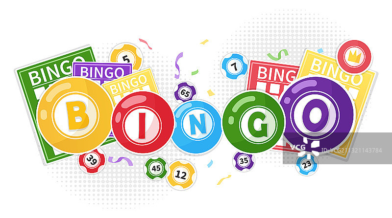 带彩色球和数字标签的宾果游戏概念图片素材