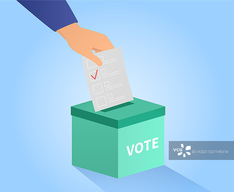 投票箱与投票的手图片素材