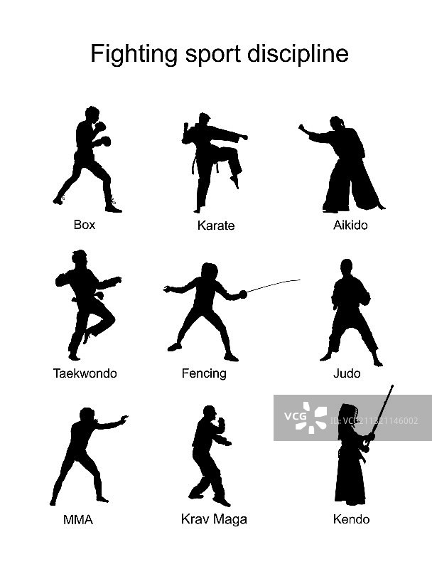 格斗运动剪影合集图片素材