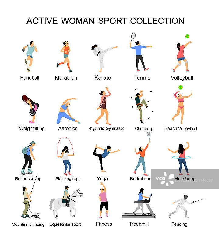 不同运动项目的运动女性合集图片素材