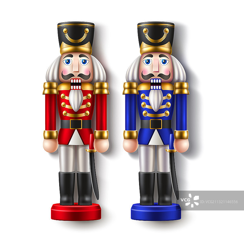 圣诞节逼真胡桃夹子士兵玩具图片素材