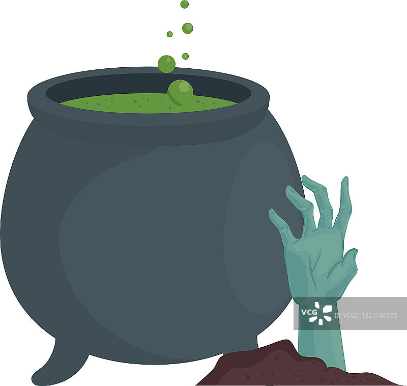 万圣节女巫碗与僵尸手图片素材