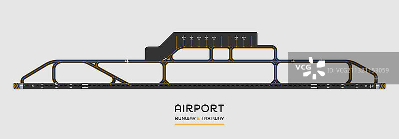 机场跑道与滑行道俯视图图片素材