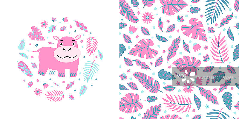 粉色无缝儿童图案图片素材