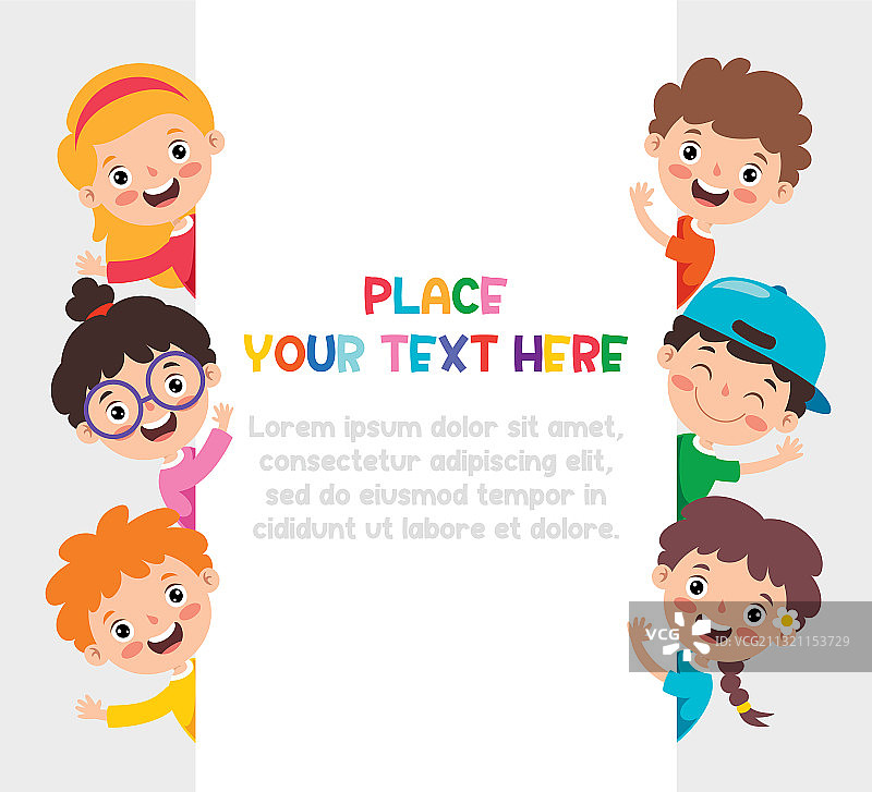 拿着空白画框的有趣儿童图片素材