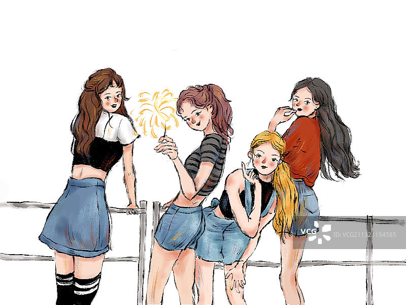 快乐的女孩们图片素材