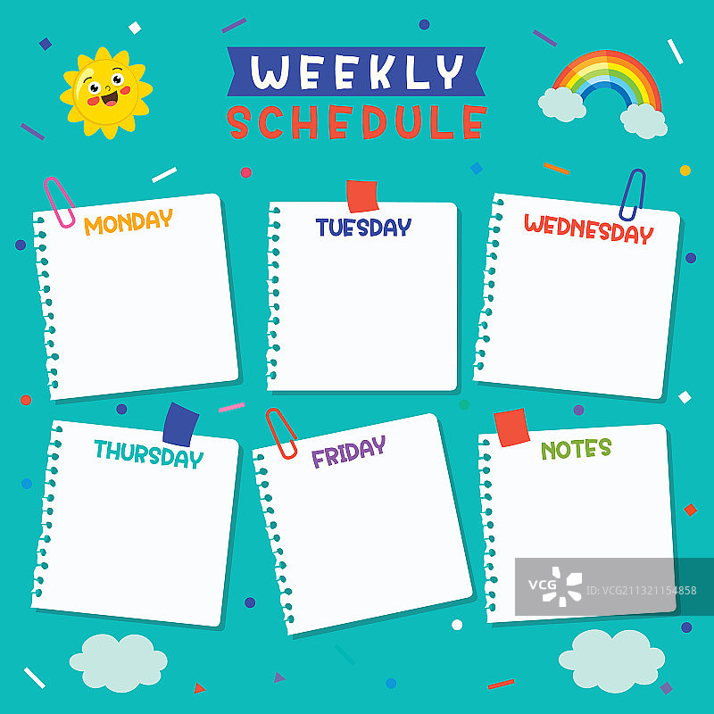儿童每日和每周计划表图片素材