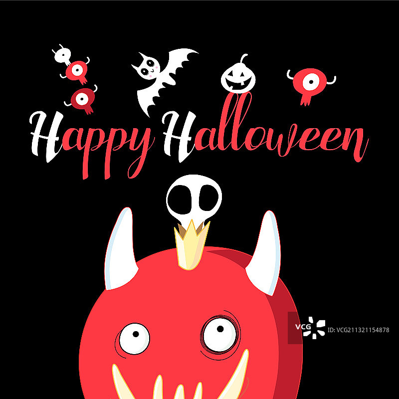 带怪物和骷髅头的贺卡图片素材