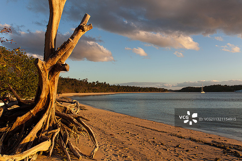 斐济的夕阳沙滩图片素材